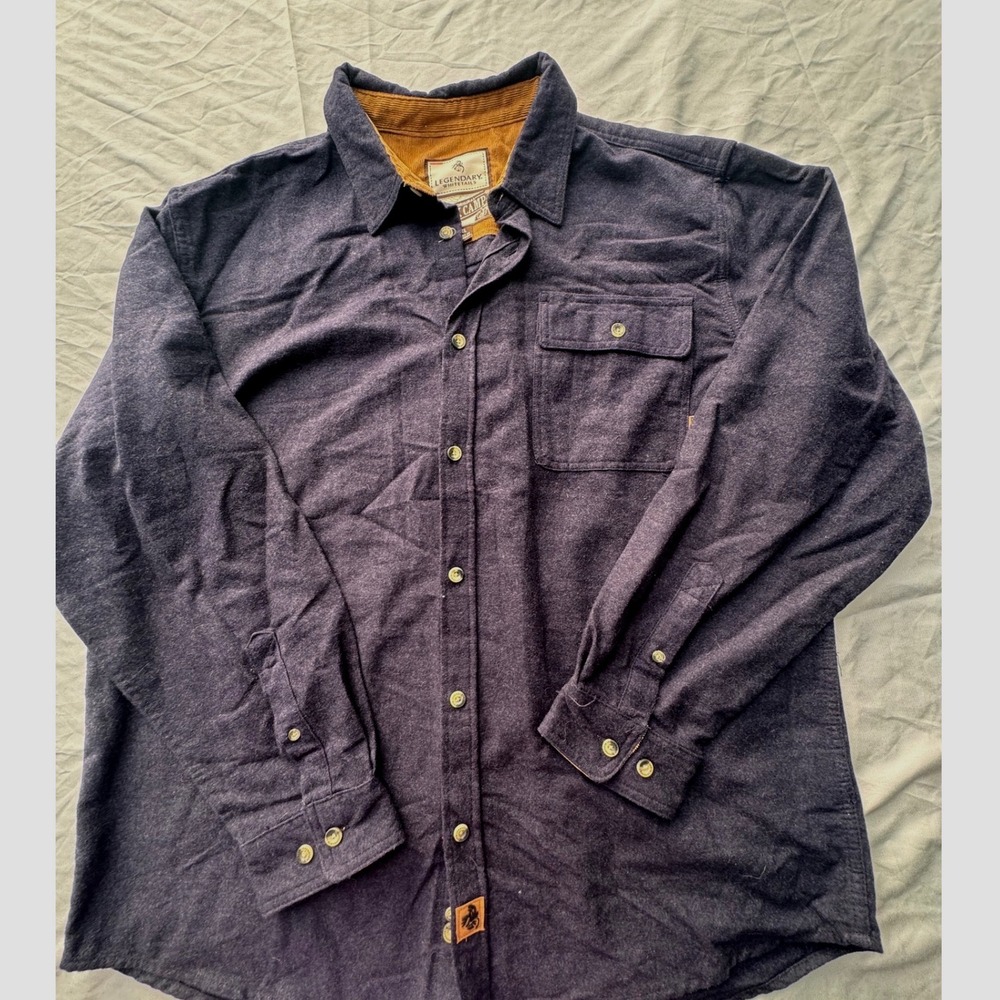 Legendary Whitetails Buck Camp Navy Blue Flannel Shirt Mens XL